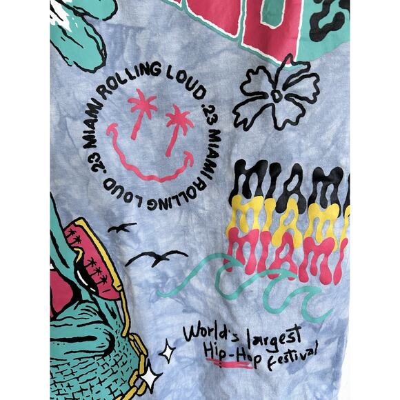 Rolling Loud 23 Miami AOP Sunshine Delight Cloud Dye Lineup T-Shirt Tee Shirt S - Picture 2 of 5